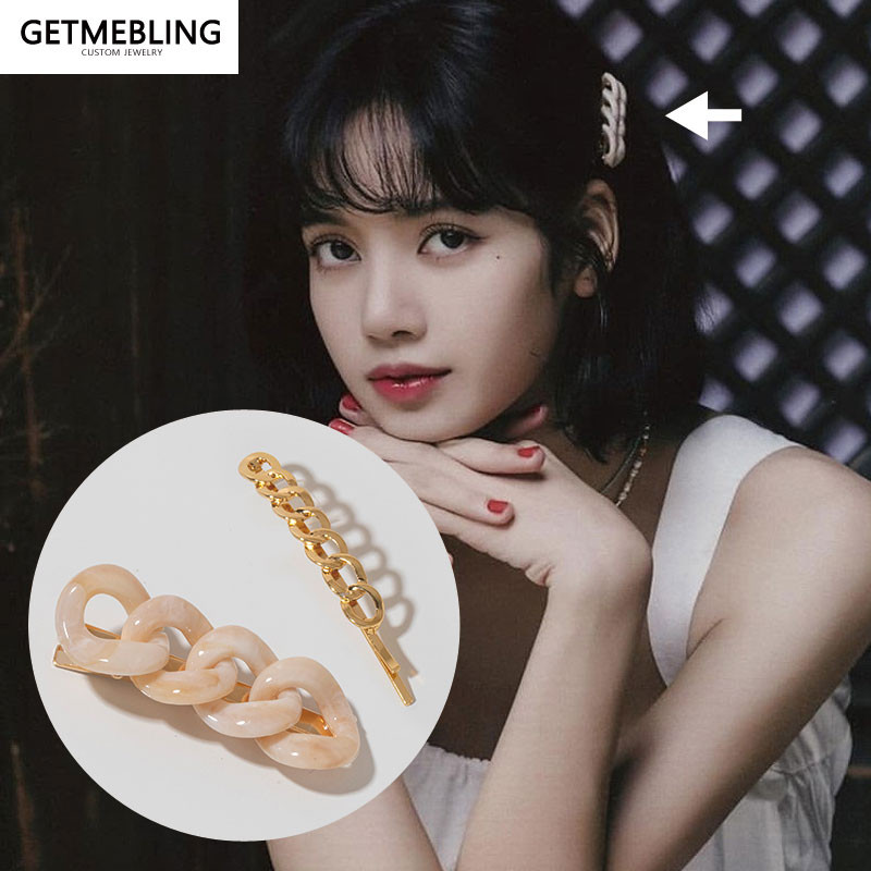blackpink リサ 着用 [GETMEBLING] Marble Chain Layard Pin BEIGE(H095-bg) ヘアピン レディース 韓国ファッション