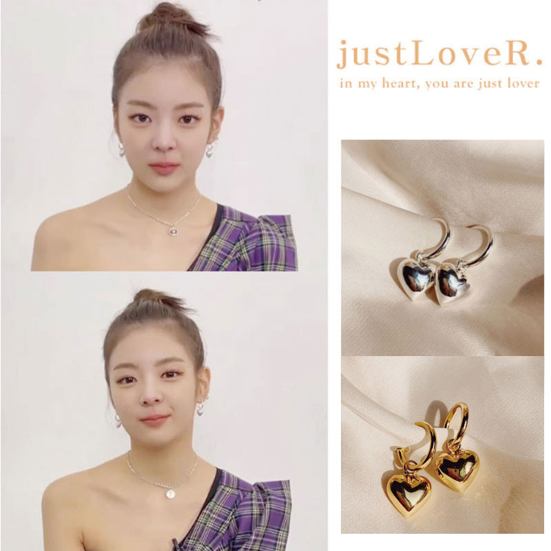 ITZY 着用 [justLoveR] 人気 Stella Heart Earrings 925 Silver ハートピアス レディース 韓国ファッション