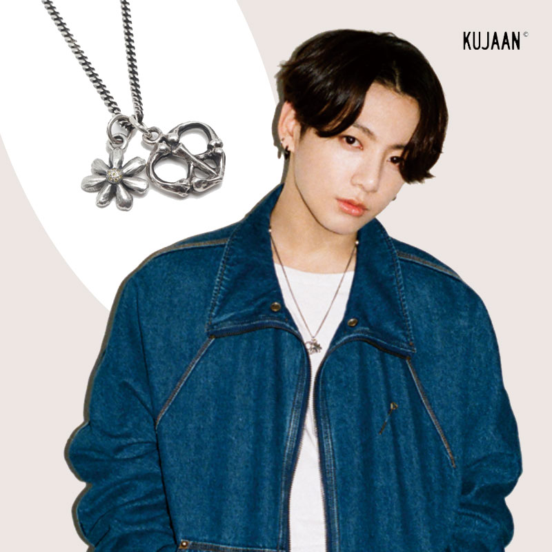 💜BTS JUNGKOOK 着用💜 [KUJAAN] 人気 Daisy  Peace Necklace silver 925 ネックレス レディース メンズ 韓国ファッション