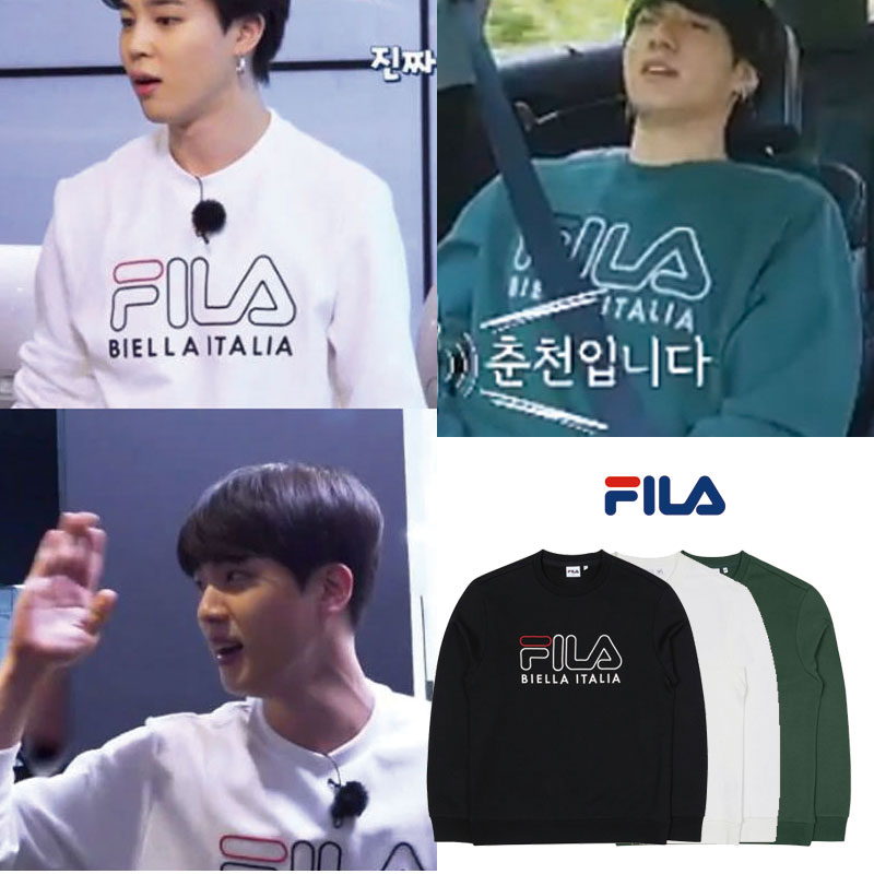 💜BTS JIMIN/JIN/JUNGKOOK/V  着用💜 [FILA] FS2POC3105X 3D Viela Linier Sweatshirt フィラ スウェット