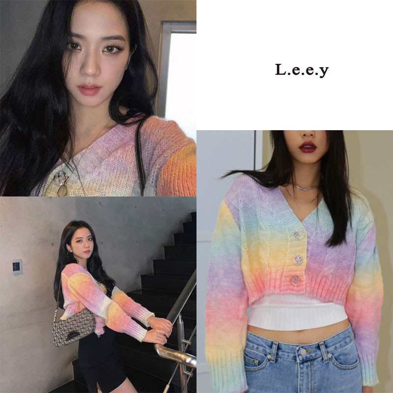 [L.e.e.y] BLACKPINK jisoo 着用 Rainbow crop cardigan ジス カーディガン 韓国ファッション