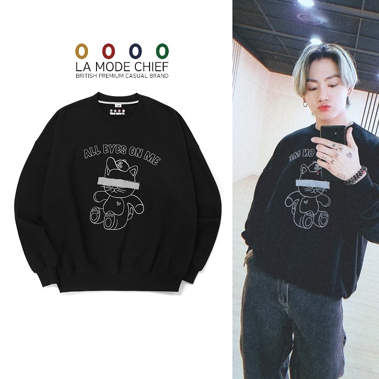 [LAMODECHIEF] 防弾少年団 BTS Jungkook / ジョングク 着用 All eyes on me sweatshirt スウェットシャツ ブラック