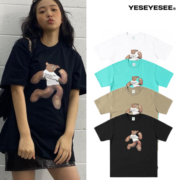 [YESEYESEE] Redvelvet イェリ 着用❤️ S**t Bear Tee　Tシャツ ロング 半袖 レディース メンズ オーバーサイズ 韓国ファッション