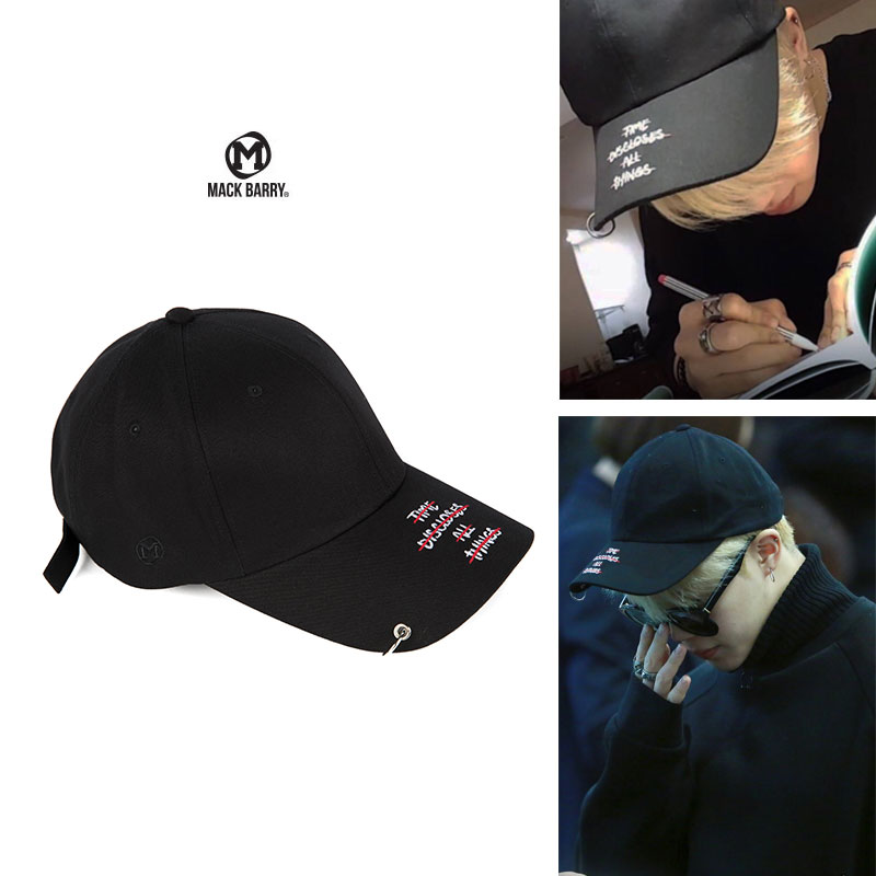 bts 着用 ジミン [MACK BARRY] jimin T.D.A.T CURVE RING CAP BLACK マクバリーボールキャップ