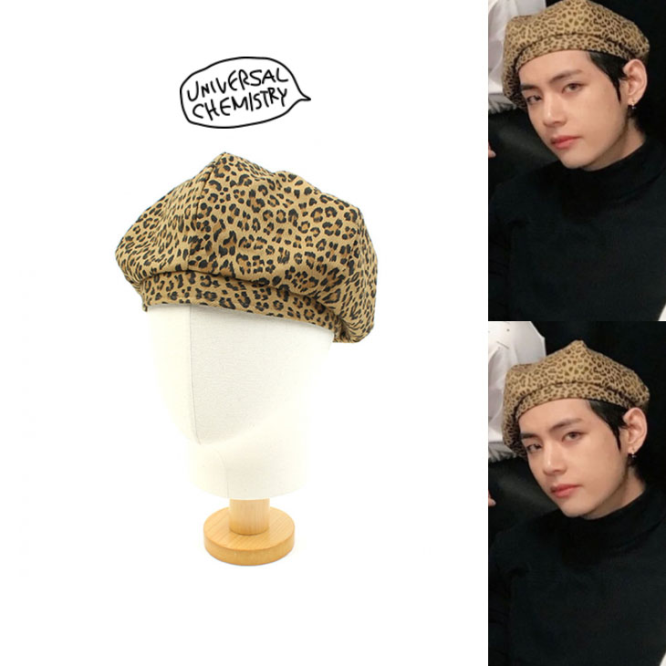 [UNIVERSAL CHEMISTRY] 防弾少年団 V BTS着用 Leopard Cotton Beret レオパードコットンベレー帽 